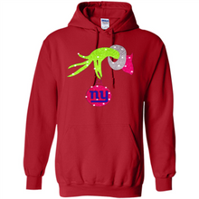 Load image into Gallery viewer, Grinch hand holding New York Giants Glitter Christmas
