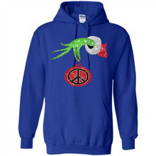 Load image into Gallery viewer, Grinch Hand holding peace sign ornament