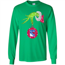 Load image into Gallery viewer, Grinch hand holding New York Rangers Glitter Christmas