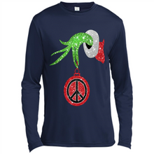 Load image into Gallery viewer, Grinch Hand holding peace sign ornament