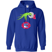 Load image into Gallery viewer, Grinch hand holding New York Rangers Glitter Christmas