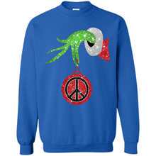 Load image into Gallery viewer, Grinch Hand holding peace sign ornament