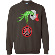 Load image into Gallery viewer, Grinch Hand holding peace sign ornament