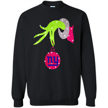 Load image into Gallery viewer, Grinch hand holding New York Giants Glitter Christmas