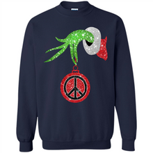 Load image into Gallery viewer, Grinch Hand holding peace sign ornament