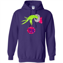Load image into Gallery viewer, Grinch hand holding New York Giants Glitter Christmas