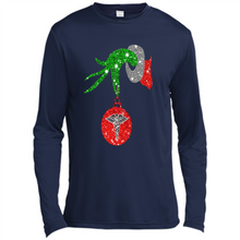 Load image into Gallery viewer, Grinch Hand holding Nurse ornament Christmas (1)