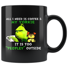 Load image into Gallery viewer, TL Grinch All I need is coffee and my Yorkie M1097 BLUE KISS