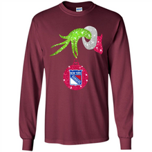 Load image into Gallery viewer, Grinch hand holding New York Rangers Glitter Christmas