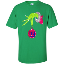 Load image into Gallery viewer, Grinch hand holding New York Giants Glitter Christmas