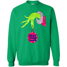 Load image into Gallery viewer, Grinch hand holding New York Giants Glitter Christmas