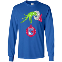 Load image into Gallery viewer, Grinch hand holding New York Rangers Glitter Christmas