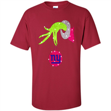 Load image into Gallery viewer, Grinch hand holding New York Giants Glitter Christmas