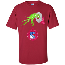 Load image into Gallery viewer, Grinch hand holding New York Rangers Glitter Christmas