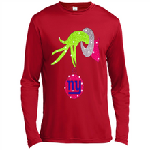 Load image into Gallery viewer, Grinch hand holding New York Giants Glitter Christmas