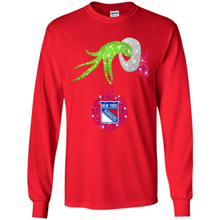Load image into Gallery viewer, Grinch hand holding New York Rangers Glitter Christmas