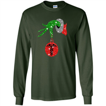 Load image into Gallery viewer, Grinch Hand holding Nurse ornament Christmas