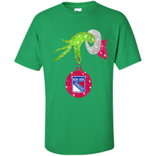 Load image into Gallery viewer, Grinch hand holding New York Rangers Glitter Christmas