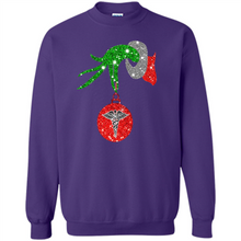 Load image into Gallery viewer, Grinch Hand holding Nurse ornament Christmas (1)