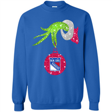 Load image into Gallery viewer, Grinch hand holding New York Rangers Glitter Christmas