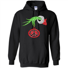 Load image into Gallery viewer, Grinch Hand holding peace sign ornament