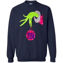 Load image into Gallery viewer, Grinch hand holding New York Giants Glitter Christmas