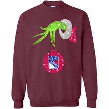 Load image into Gallery viewer, Grinch hand holding New York Rangers Glitter Christmas