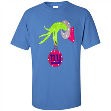 Load image into Gallery viewer, Grinch hand holding New York Giants Glitter Christmas