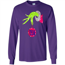 Load image into Gallery viewer, Grinch hand holding New York Giants Glitter Christmas