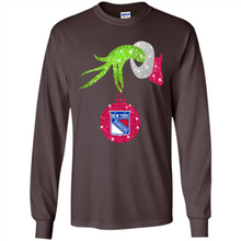 Load image into Gallery viewer, Grinch hand holding New York Rangers Glitter Christmas