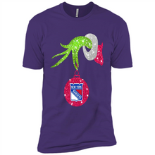 Load image into Gallery viewer, Grinch hand holding New York Rangers Glitter Christmas