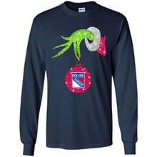 Load image into Gallery viewer, Grinch hand holding New York Rangers Glitter Christmas