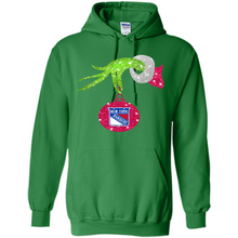 Load image into Gallery viewer, Grinch hand holding New York Rangers Glitter Christmas