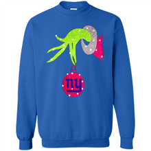 Load image into Gallery viewer, Grinch hand holding New York Giants Glitter Christmas