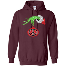 Load image into Gallery viewer, Grinch Hand holding peace sign ornament