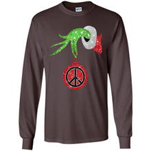 Load image into Gallery viewer, Grinch Hand holding peace sign ornament